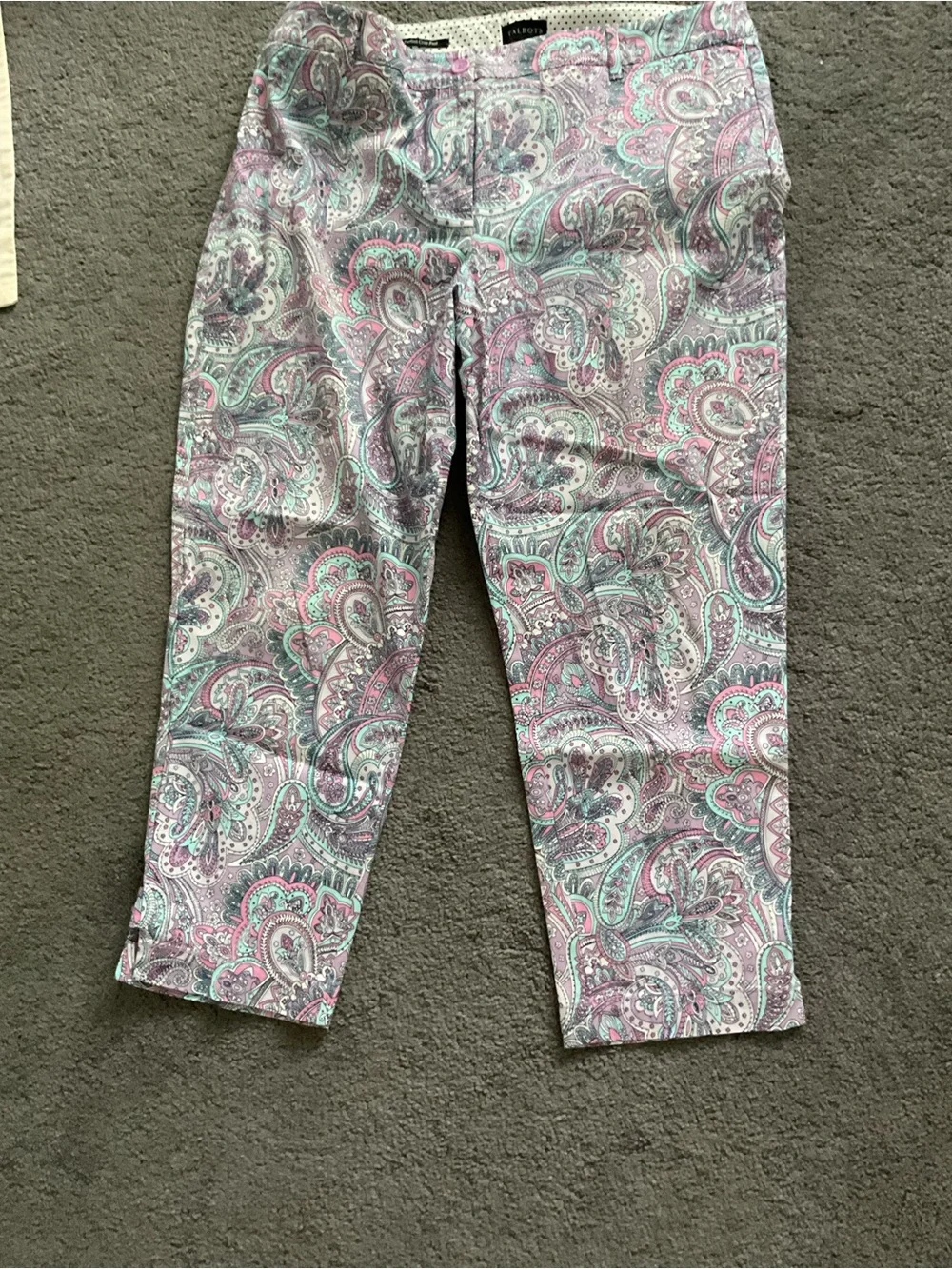 Talbots Paisley Print Capri Pants - Pink & Mint